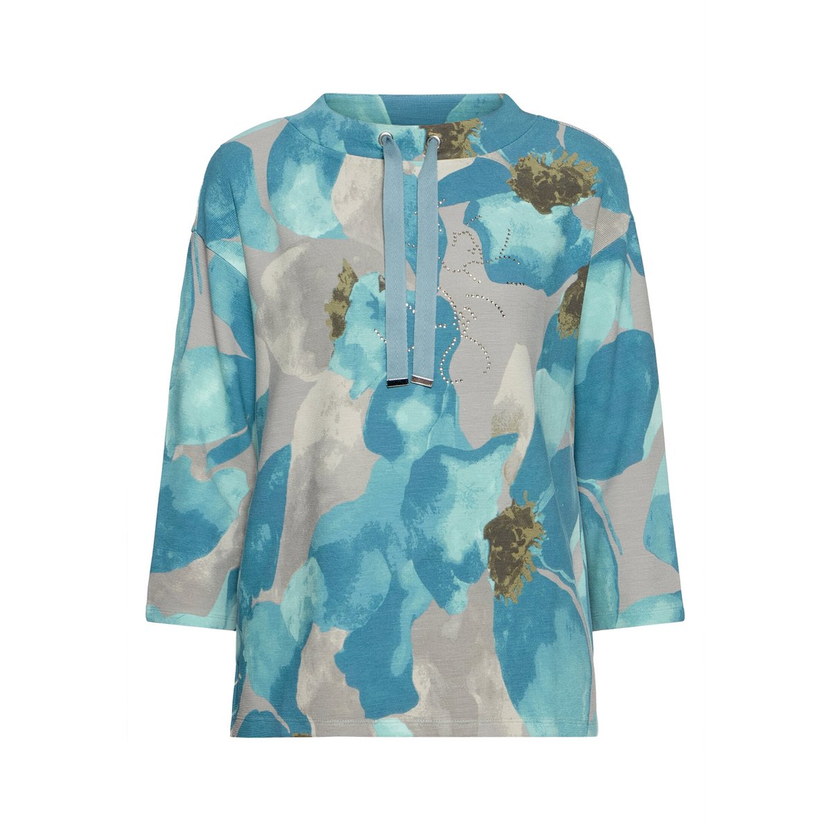 Sweat-shirt à col montant petrol/grey, BETTY BARCLAY
