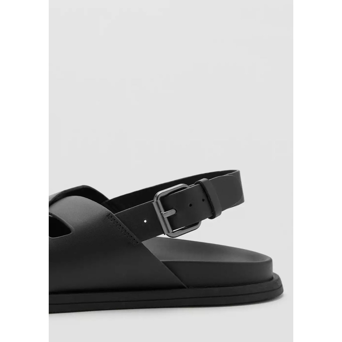 Sandales cuir lanières croisées noir, MANGO MAN