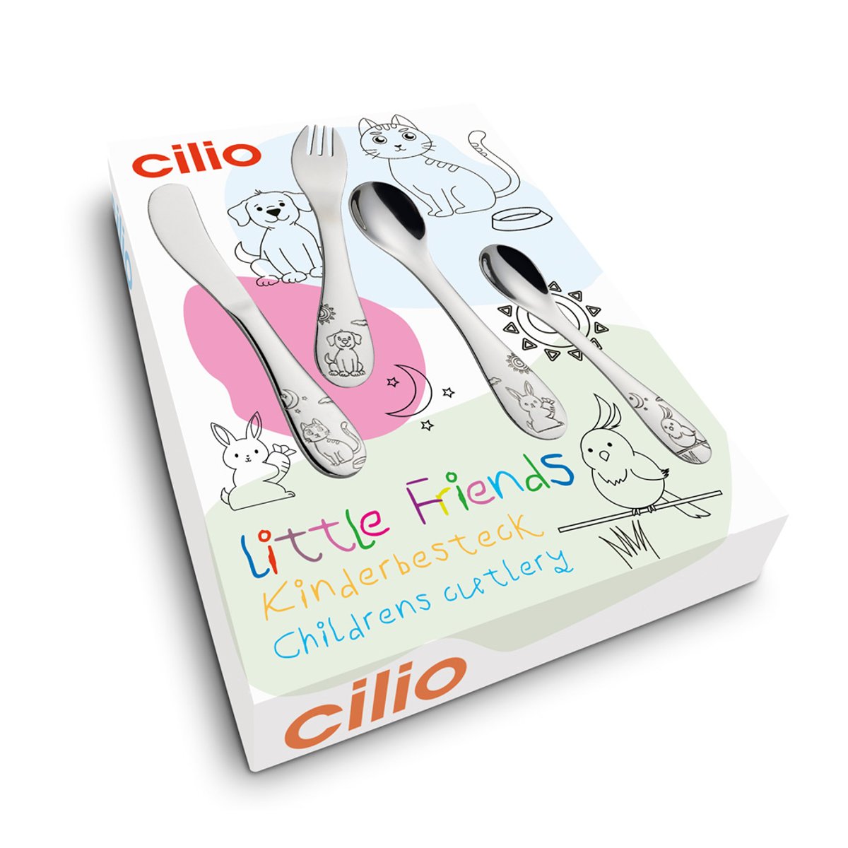Couverts enfants Friends 4 pièces argent / métallique, CILIO
