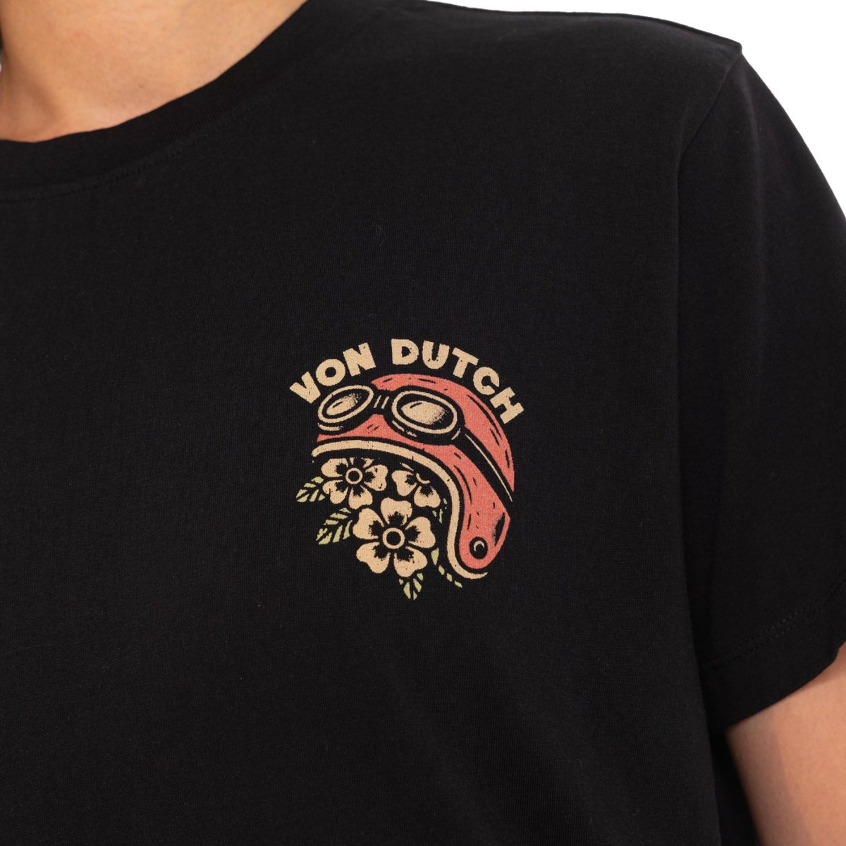 Tee shirt coton SMOKE noir/rose/beige, VON DUTCH