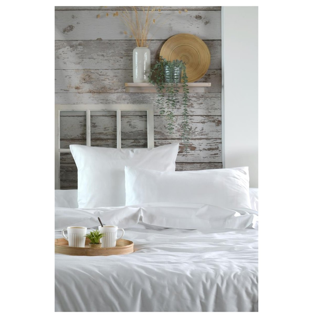 Drap housse percale en coton Nuage blanc, EDEN