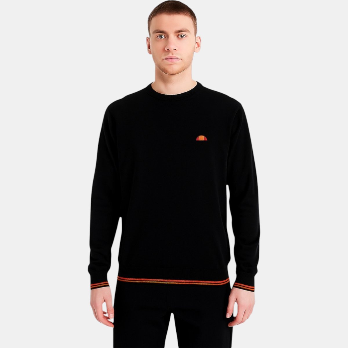 Pull col rond manches longues, détails brodés HERITAGE noir, ELLESSE