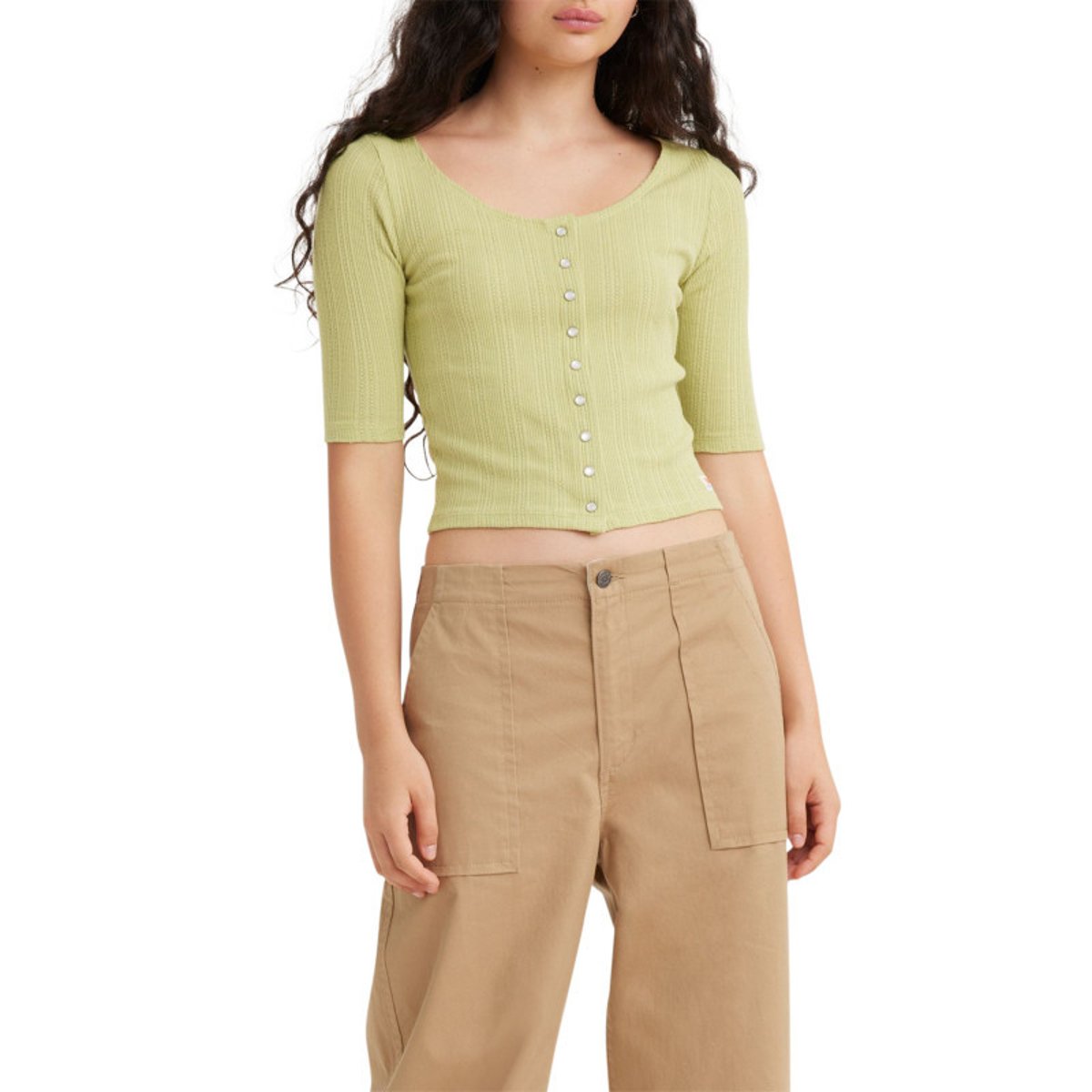 T-shirt boutonné, manches 3/4 vert, LEVI'S