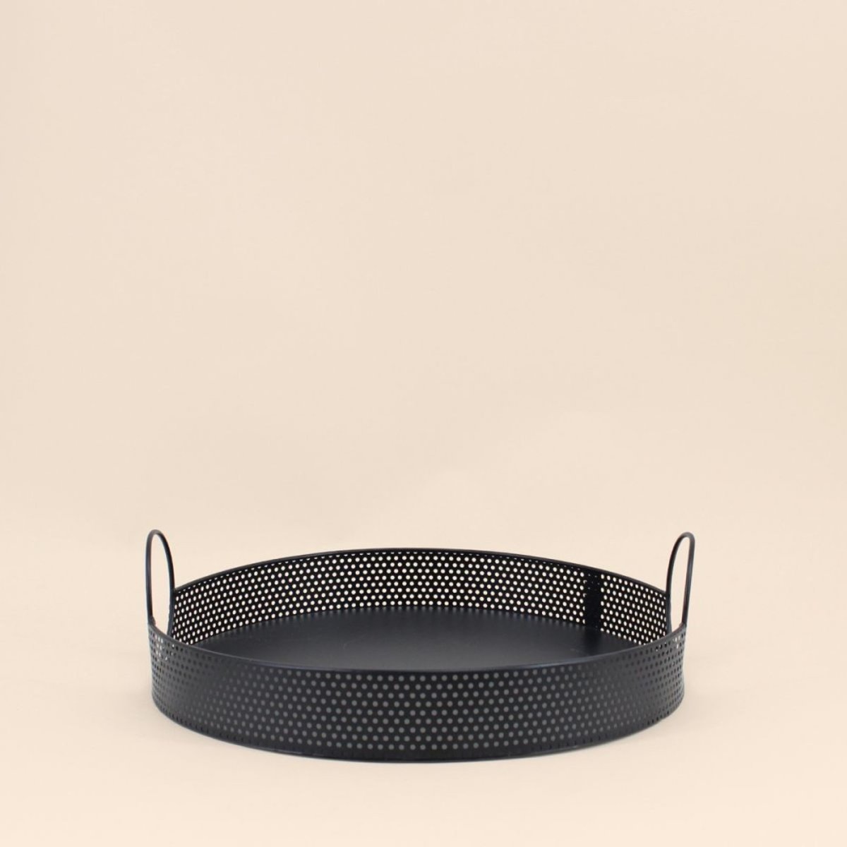 Plateau rond en métal noir 35cm noir, ORNAMI