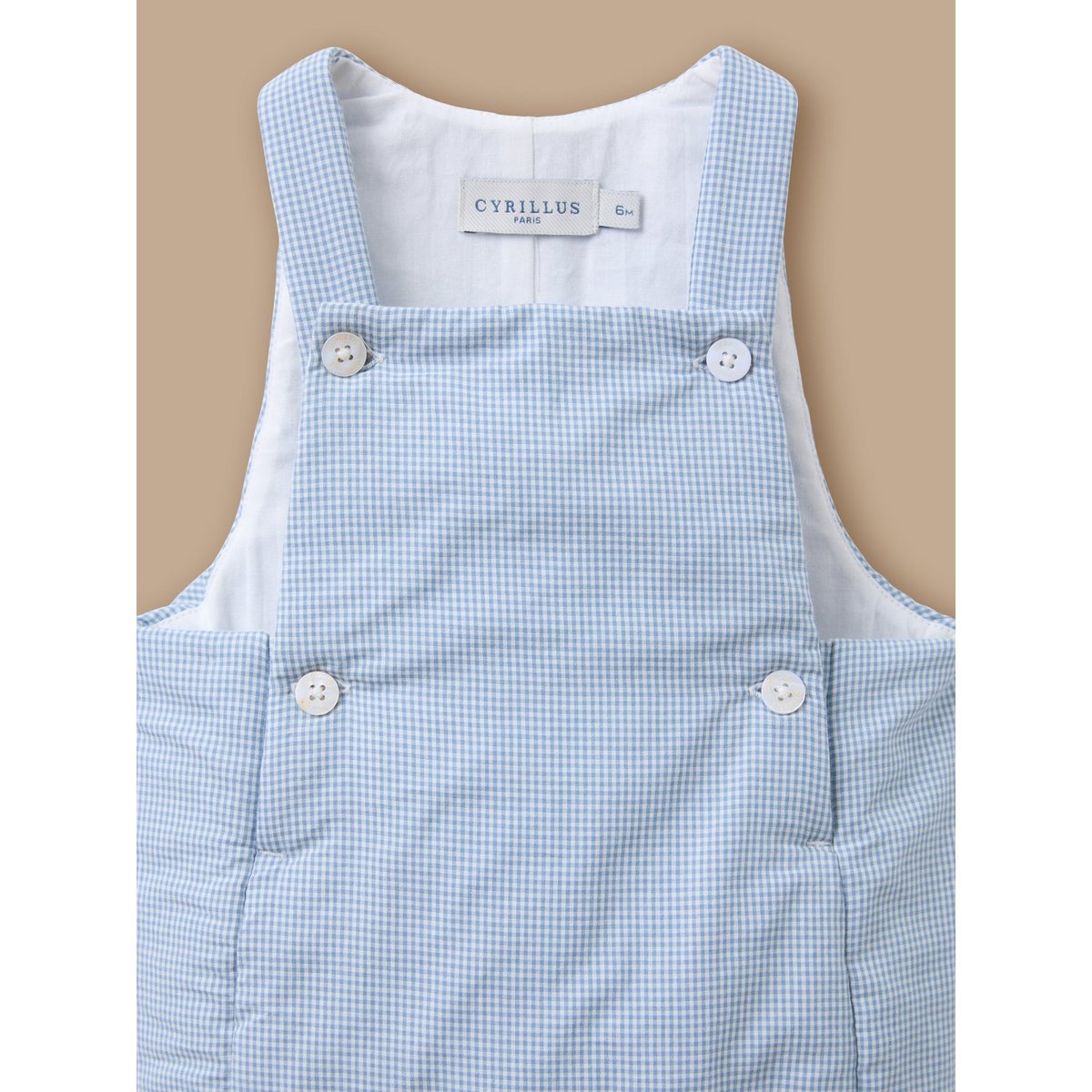 Salopette imprimée vichy vichy bleu, CYRILLUS