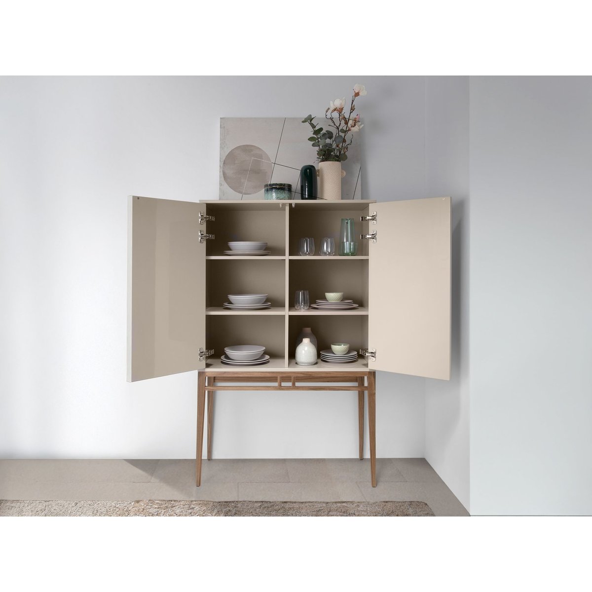 Buffet haut beige et noyer noyer | beige, ANGEL CERDA