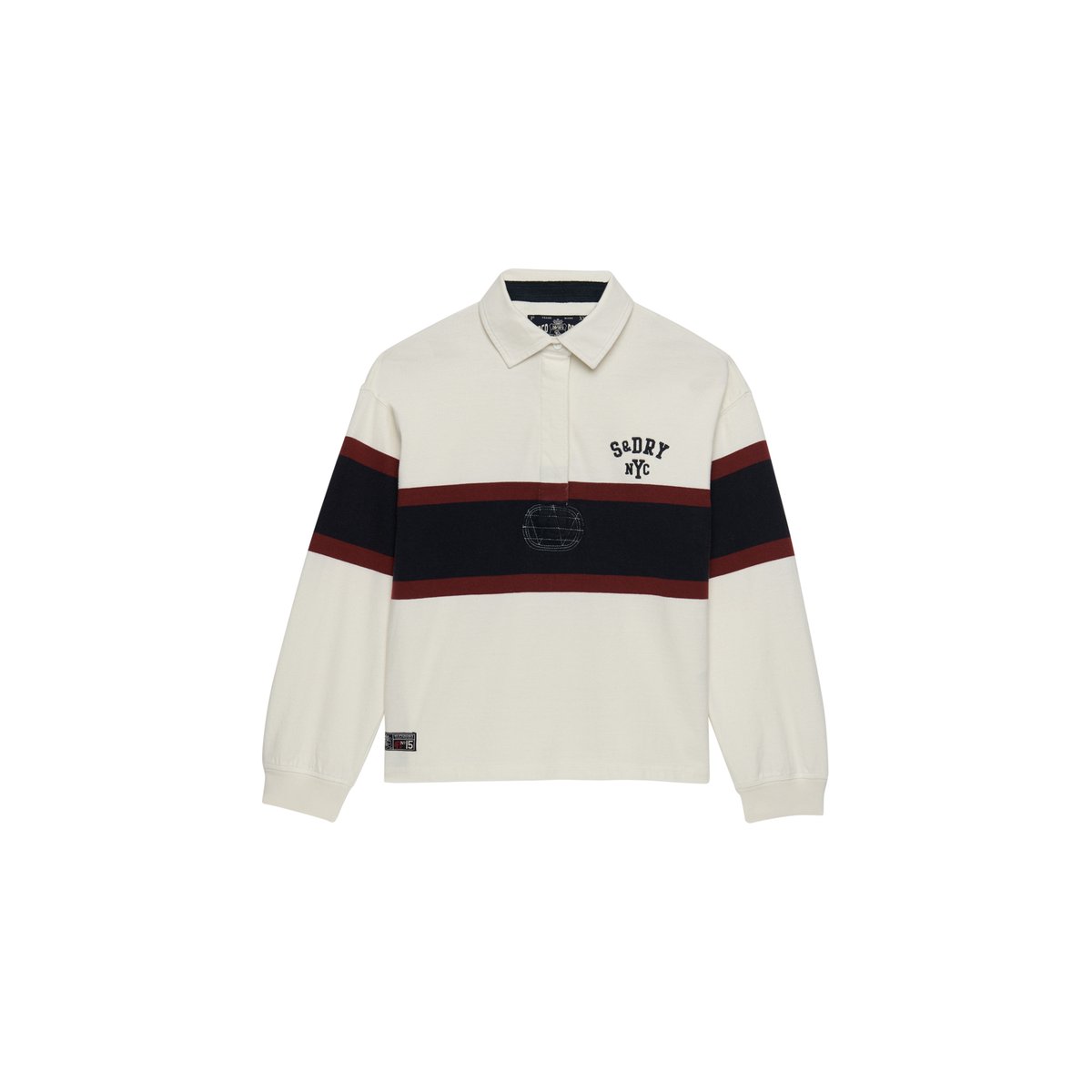 Rugby Top Heritage Stripe Coupe Oversize blanc cassé, SUPERDRY