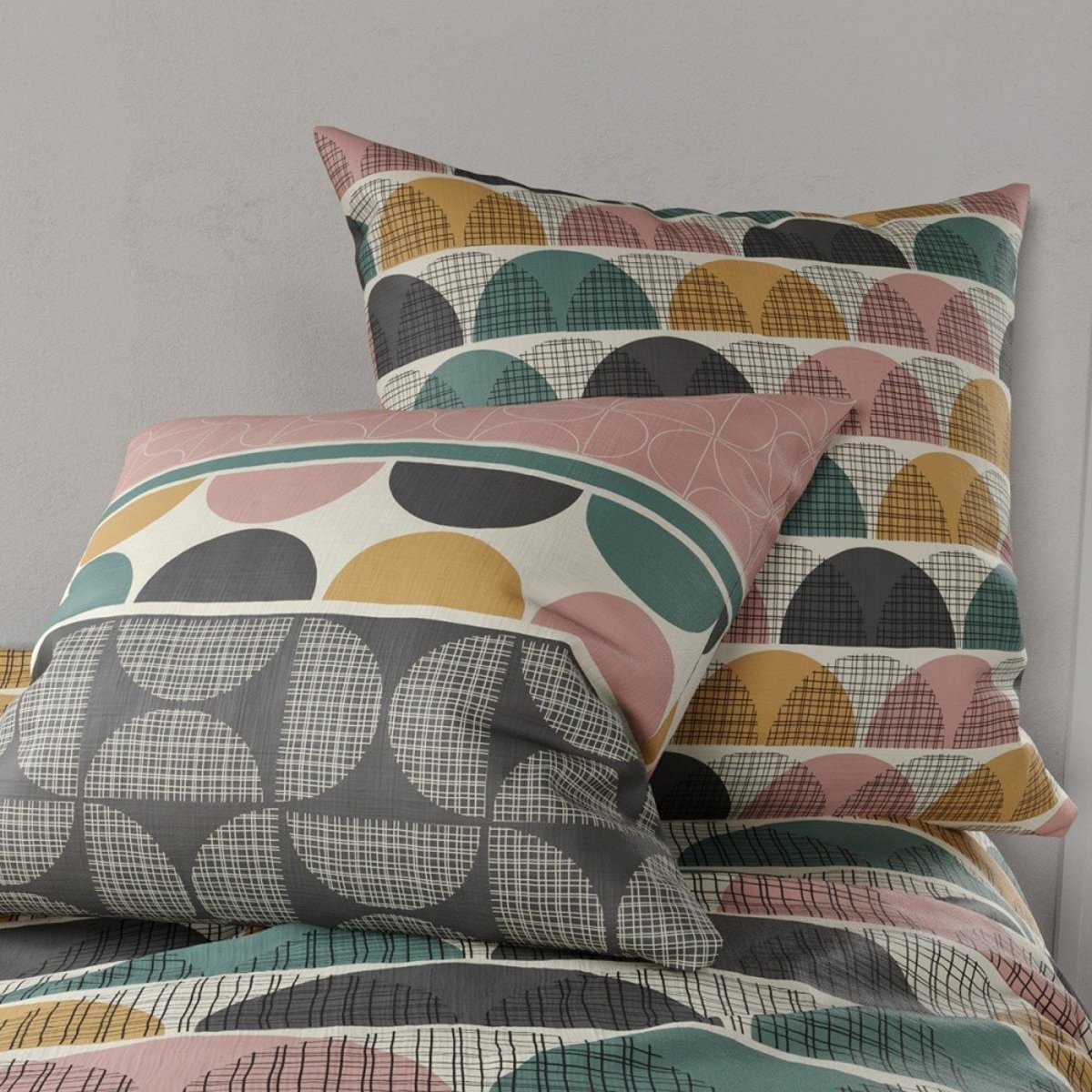 Housse de couette 260x240 Thanos + 2 taies coton 57 fils rose, DECORATIE