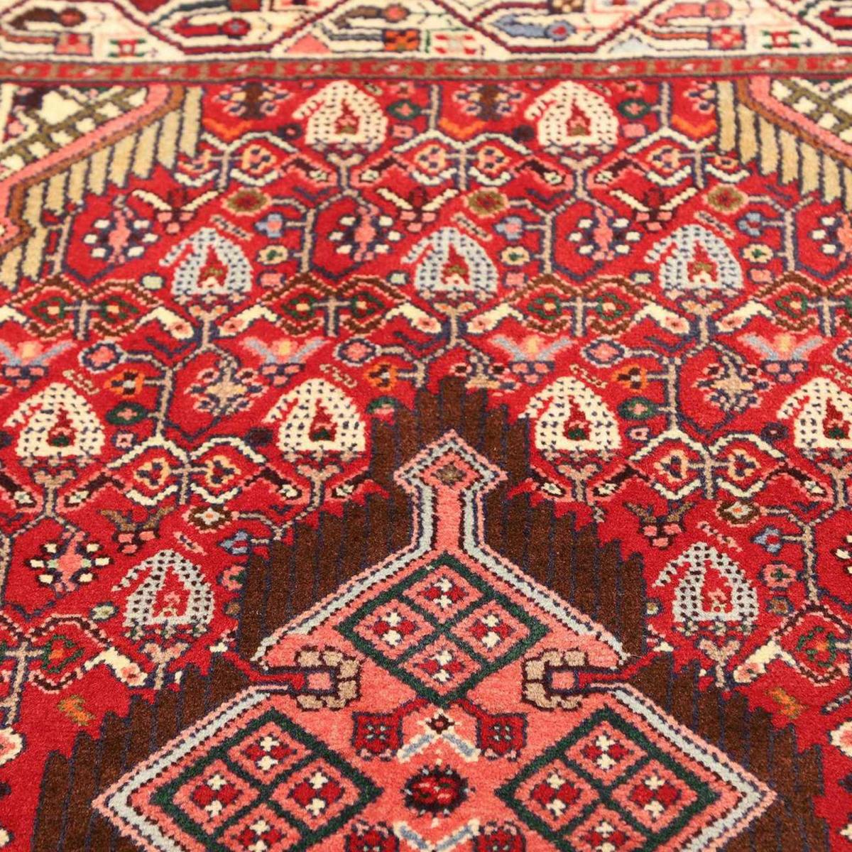 Tapis d'orient aux motifs orientaux, noué main, HAMADAN 19 rouge, crème, marron, UN AMOUR DE TAPIS