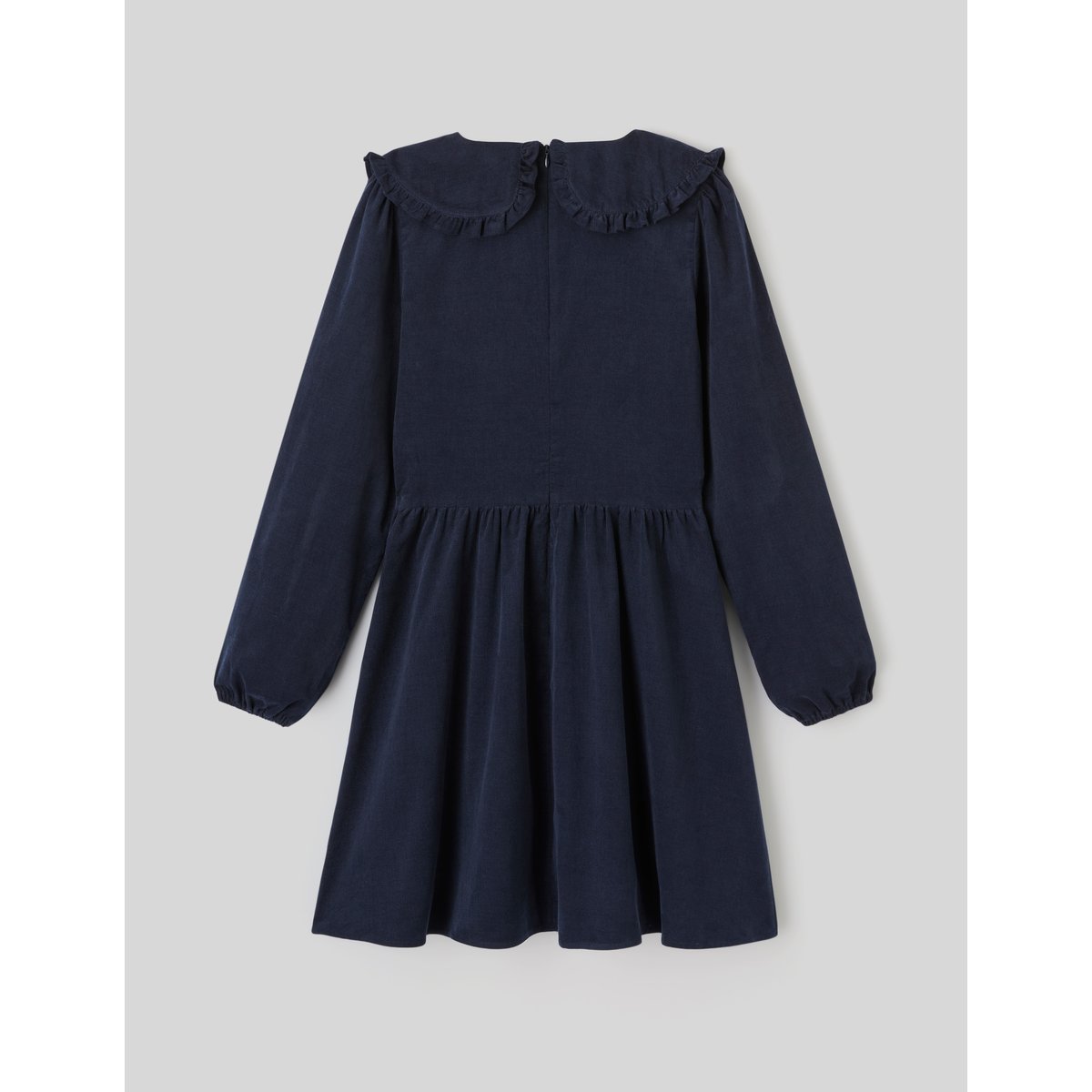 Robe à col volanté bleu foncé, BZB