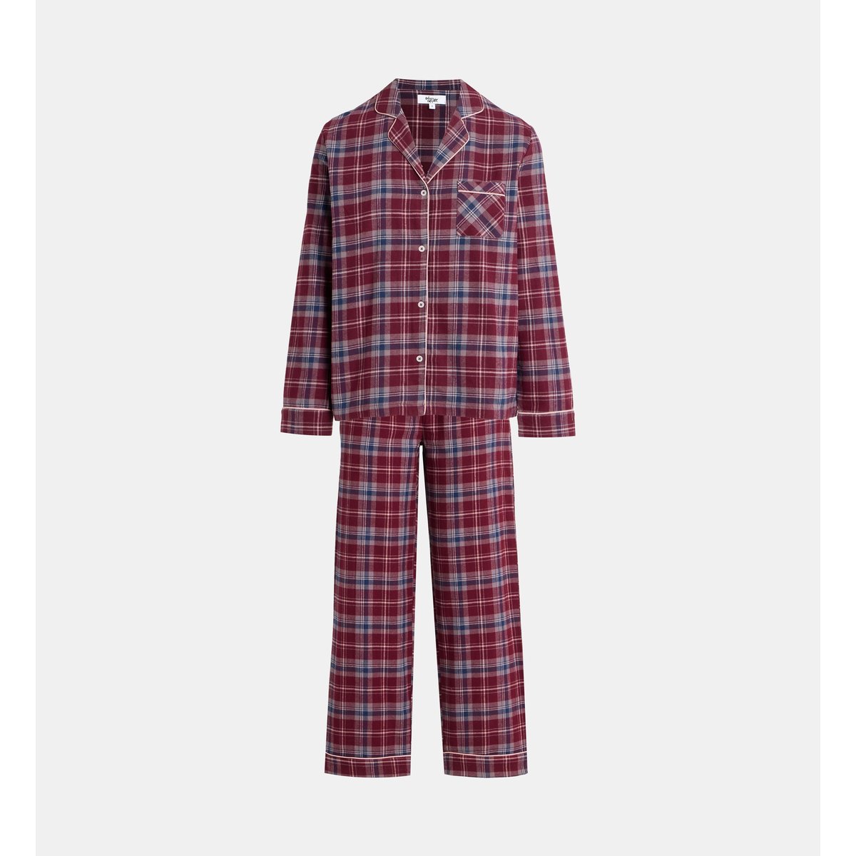 Pyjama long dassila en coton flanelle multicolore, GALERIES LAFAYETTE