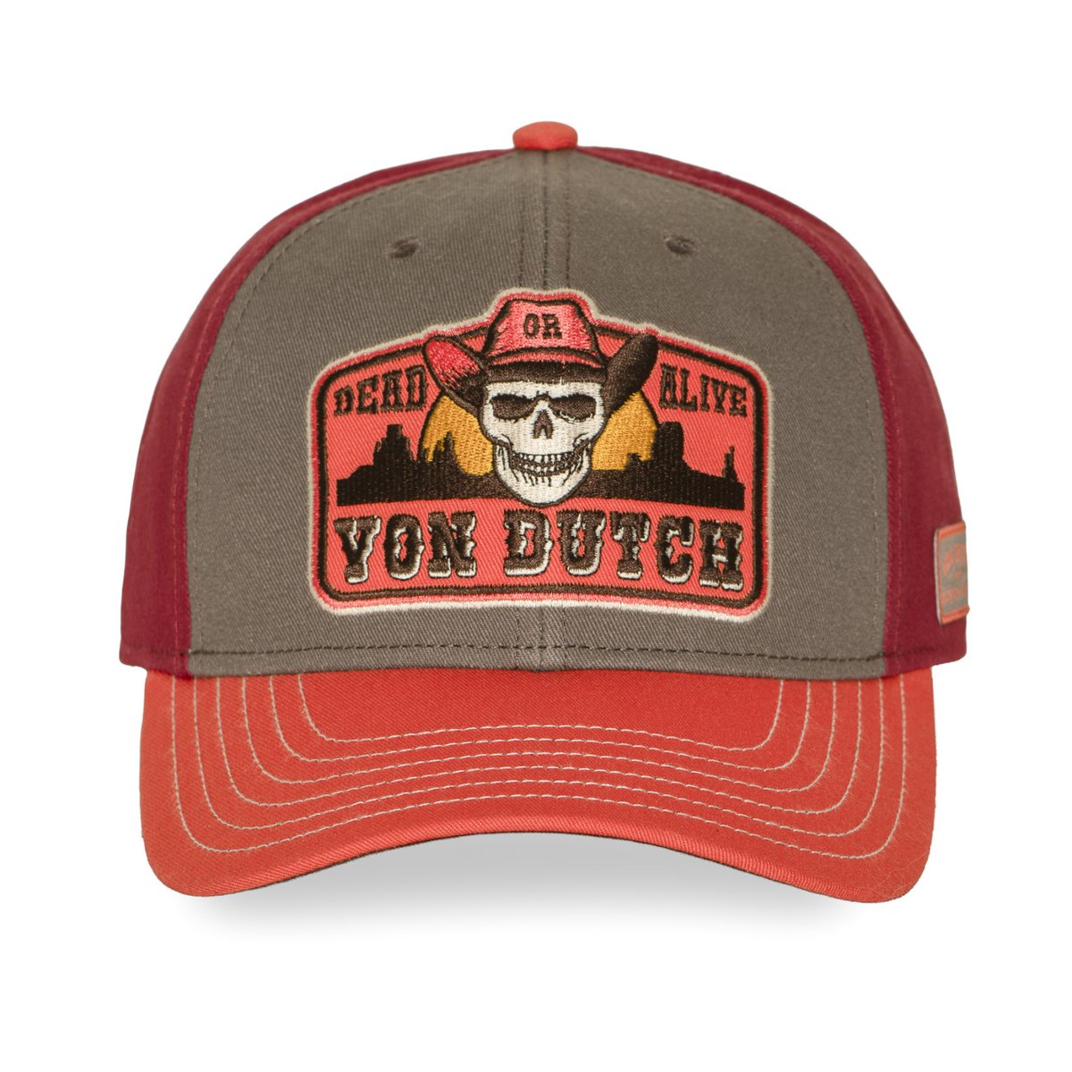 Casquette baseball S-CURVED orange/bordeaux/taupe, VON DUTCH