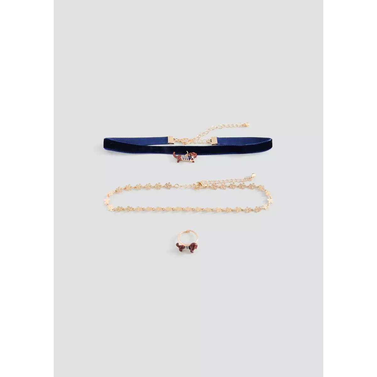 Pack de colliers et bague chien or, MANGO KIDS