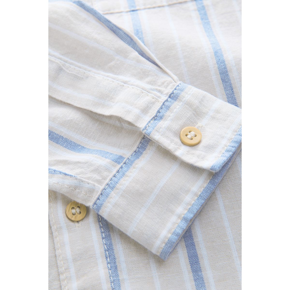 Chemise en lin décontractée à manches longues rayure neutre, NEXT