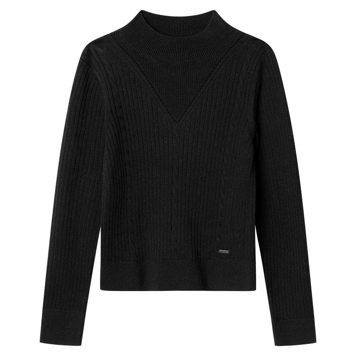 Pull À Col Perkins Côtelé noir, PEPE JEANS