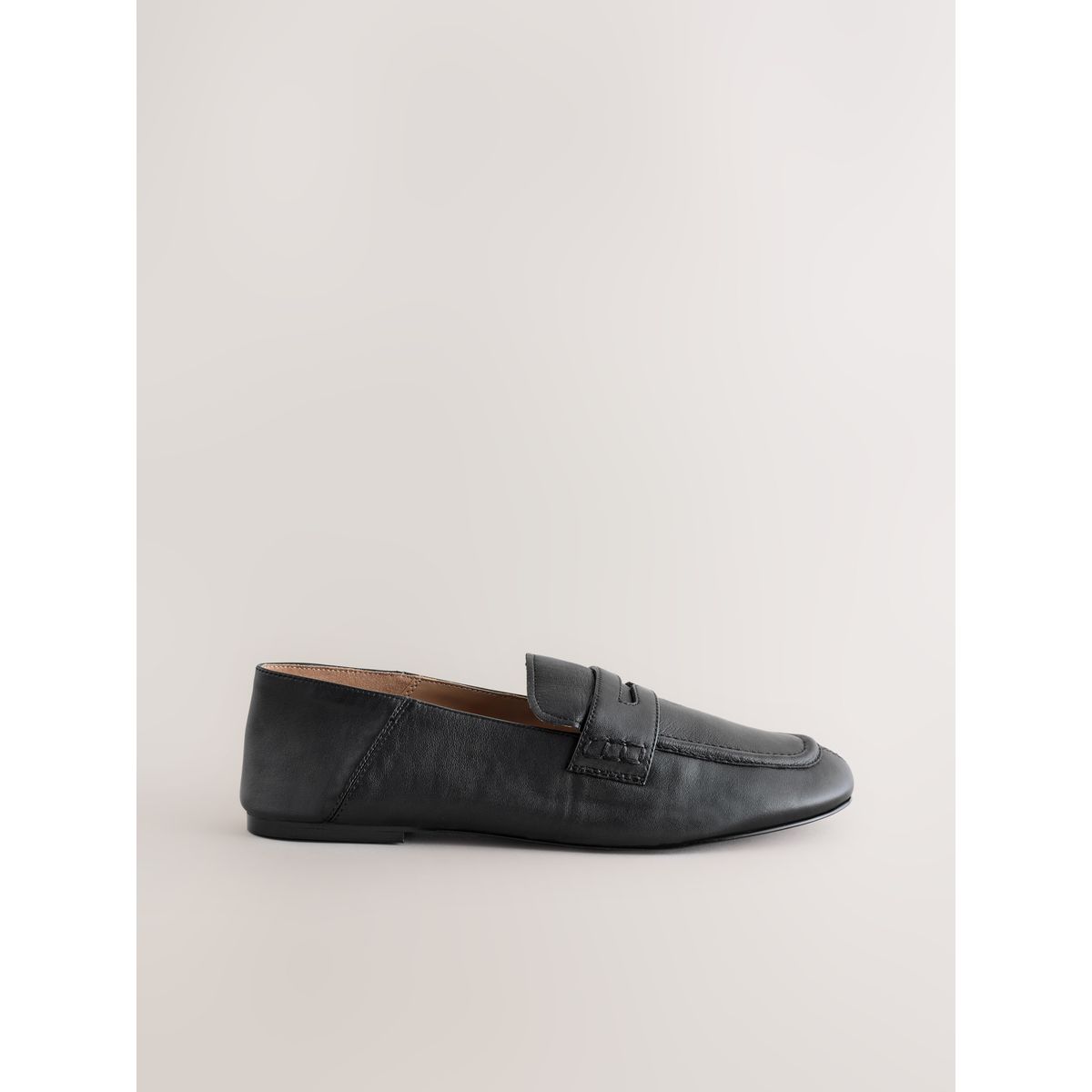 Mocassins en cuir bout carré forever comfort® noir, NEXT