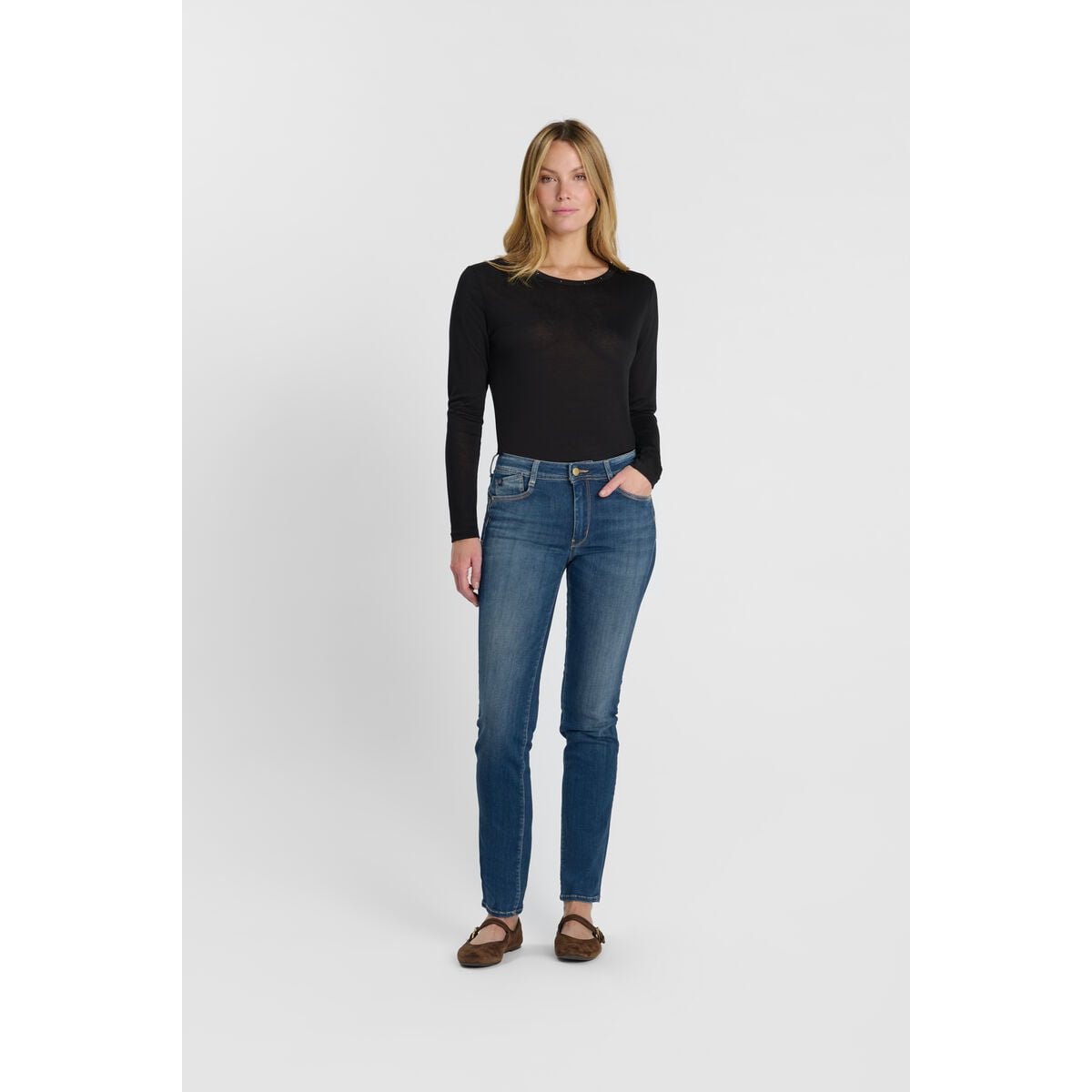 Jeans push-up droite taille haute PULP, longueur 34 blue, LE TEMPS DES CERISES