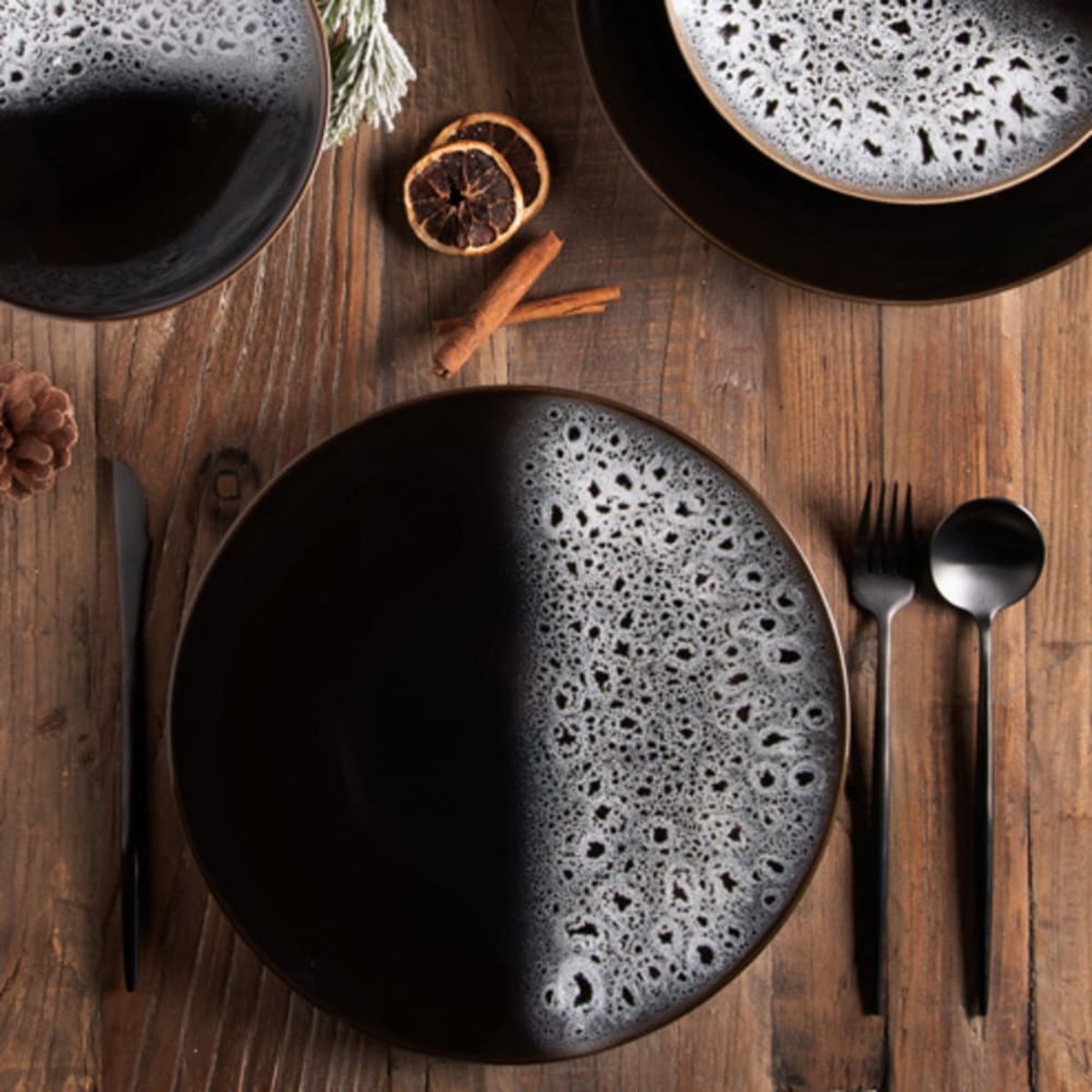 Assiette plate Kyle 27 cm (lot de 6) - KYLE noir, TABLE PASSION