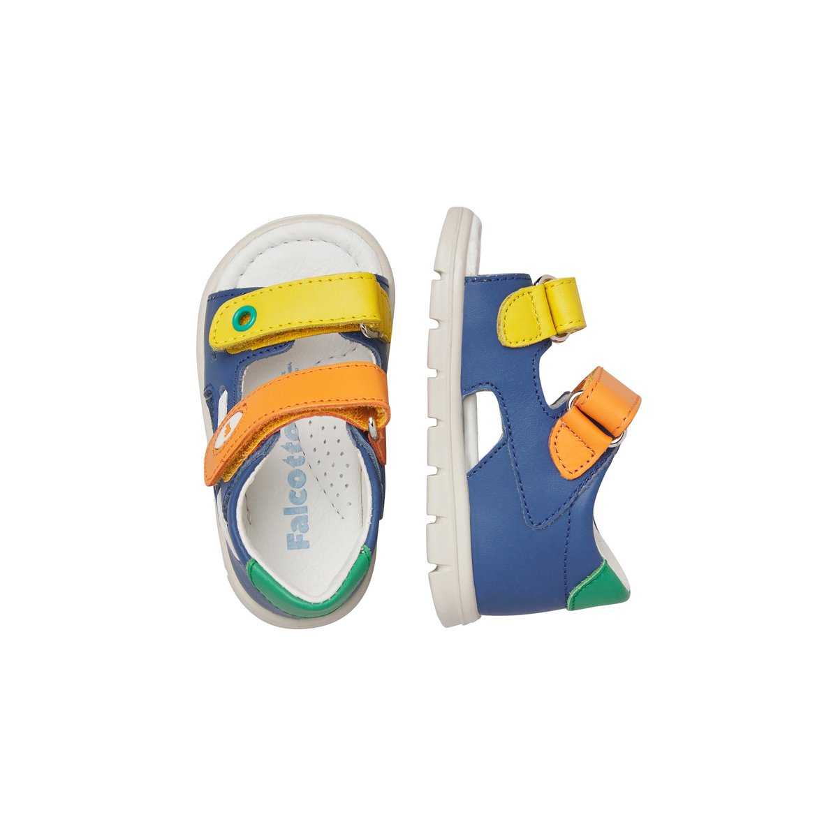 Sandales en cuir PLIRO marine-jaune, FALCOTTO
