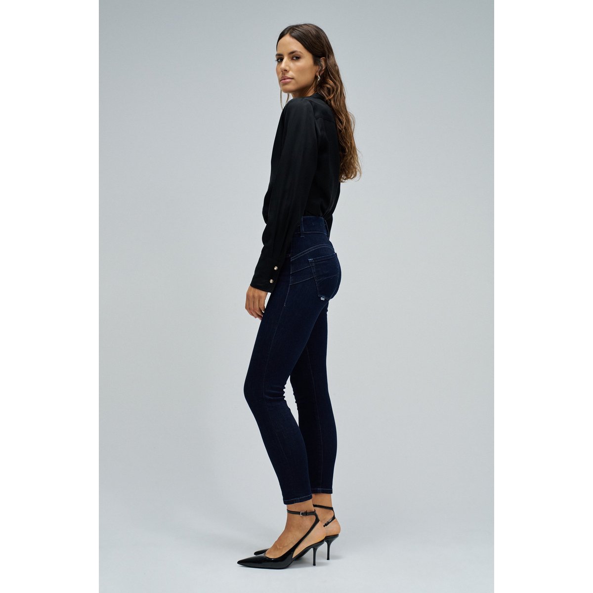 JEAN SECRET PUSH IN CROPPED SKINNY bleu foncé, SALSA JEANS