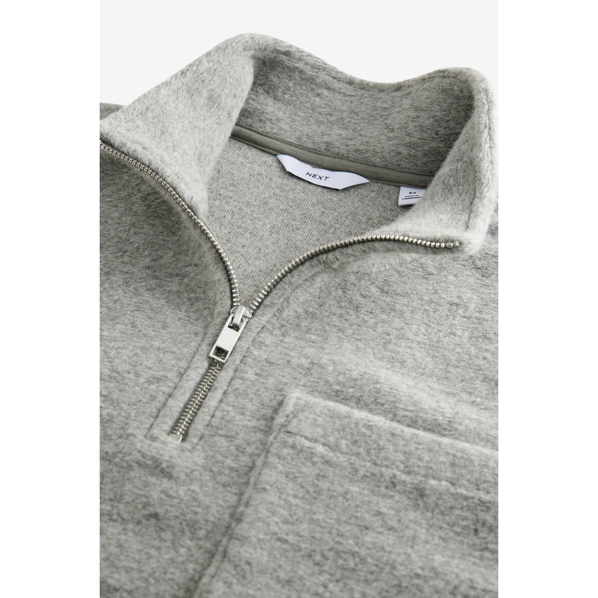 Sweat à col zippé en mélange de laine gris, NEXT