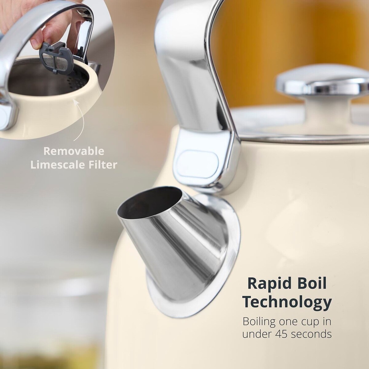 RetroRevive 1.7L Traditional kettle cream, SWAN