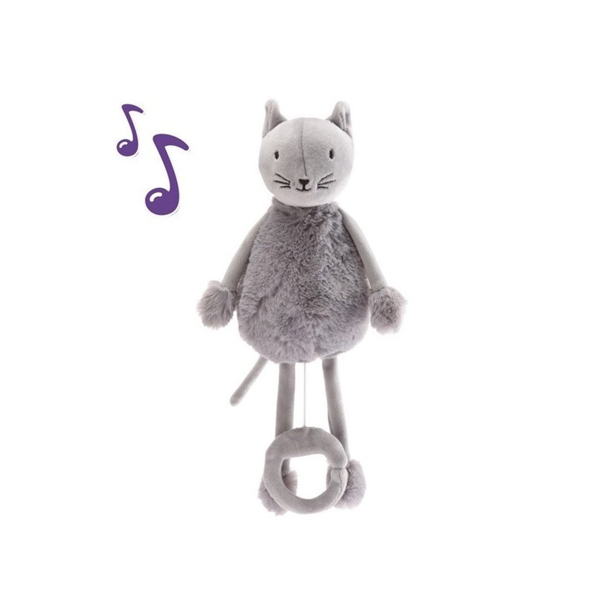 Peluche Boîte à musique - Oscar le Chat gris, PIOUPIOU ET MERVEILLES