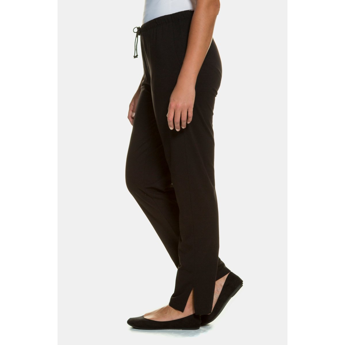 Pantalon Slim Fit à taille élastique. Bas noir, ULLA POPKEN