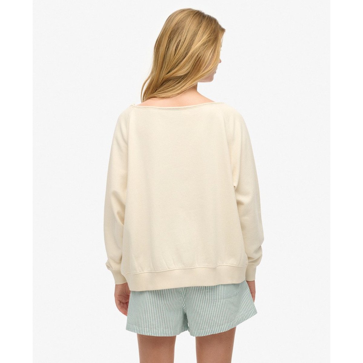 Sweatshirt Bardot Athletic Essentials blanc cassé os du désert, SUPERDRY