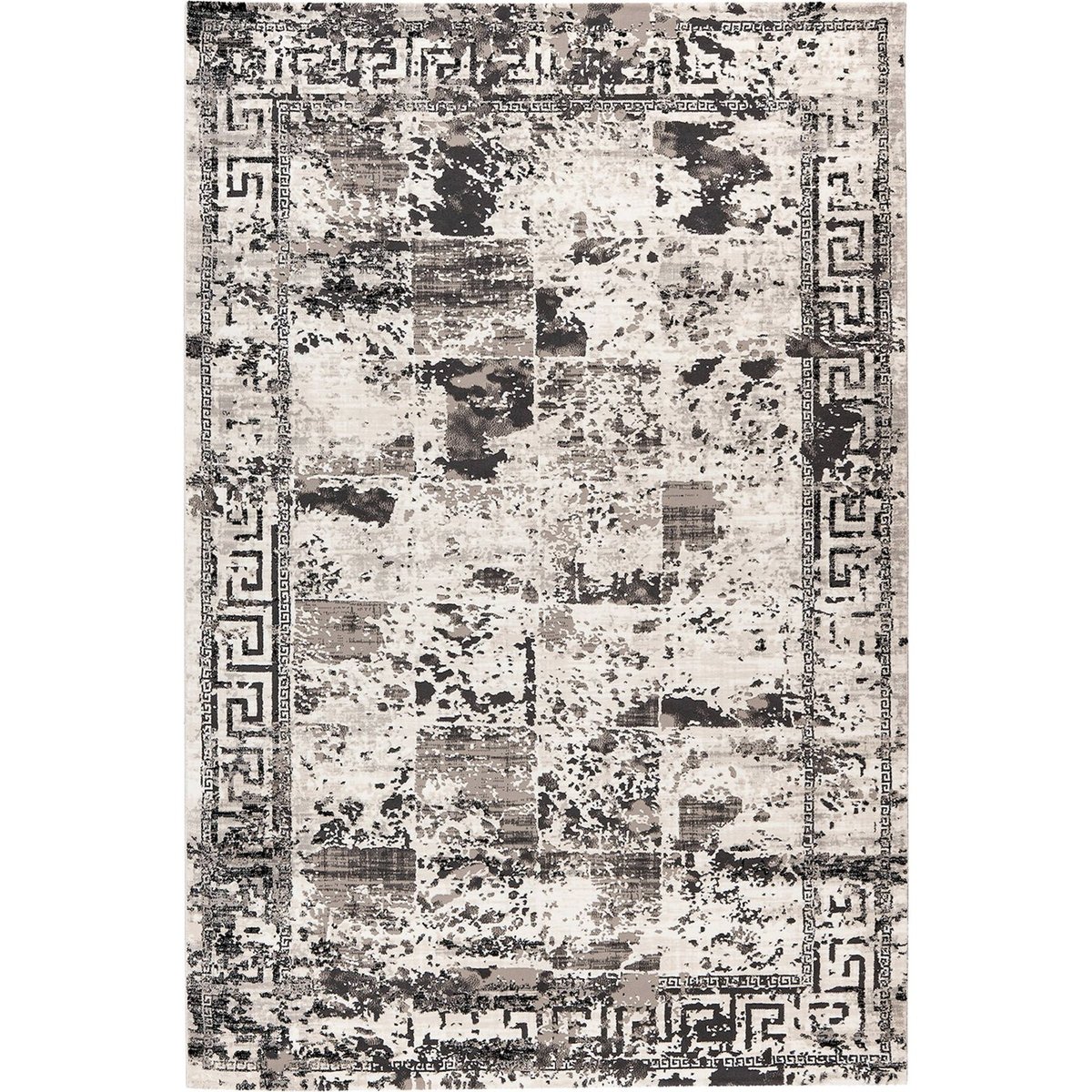 Tapis d'intérieur géométrique effet 3d relief gris clair chiné noir et beige, ARTE ESPINA