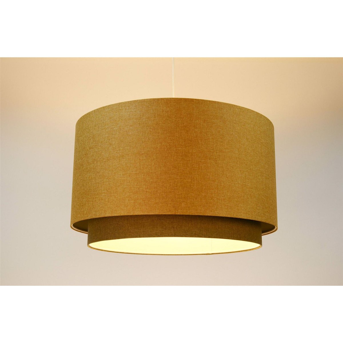 Suspension en tissu rond Boho Elegant beige crème tissu structuré, BPS KONCEPT