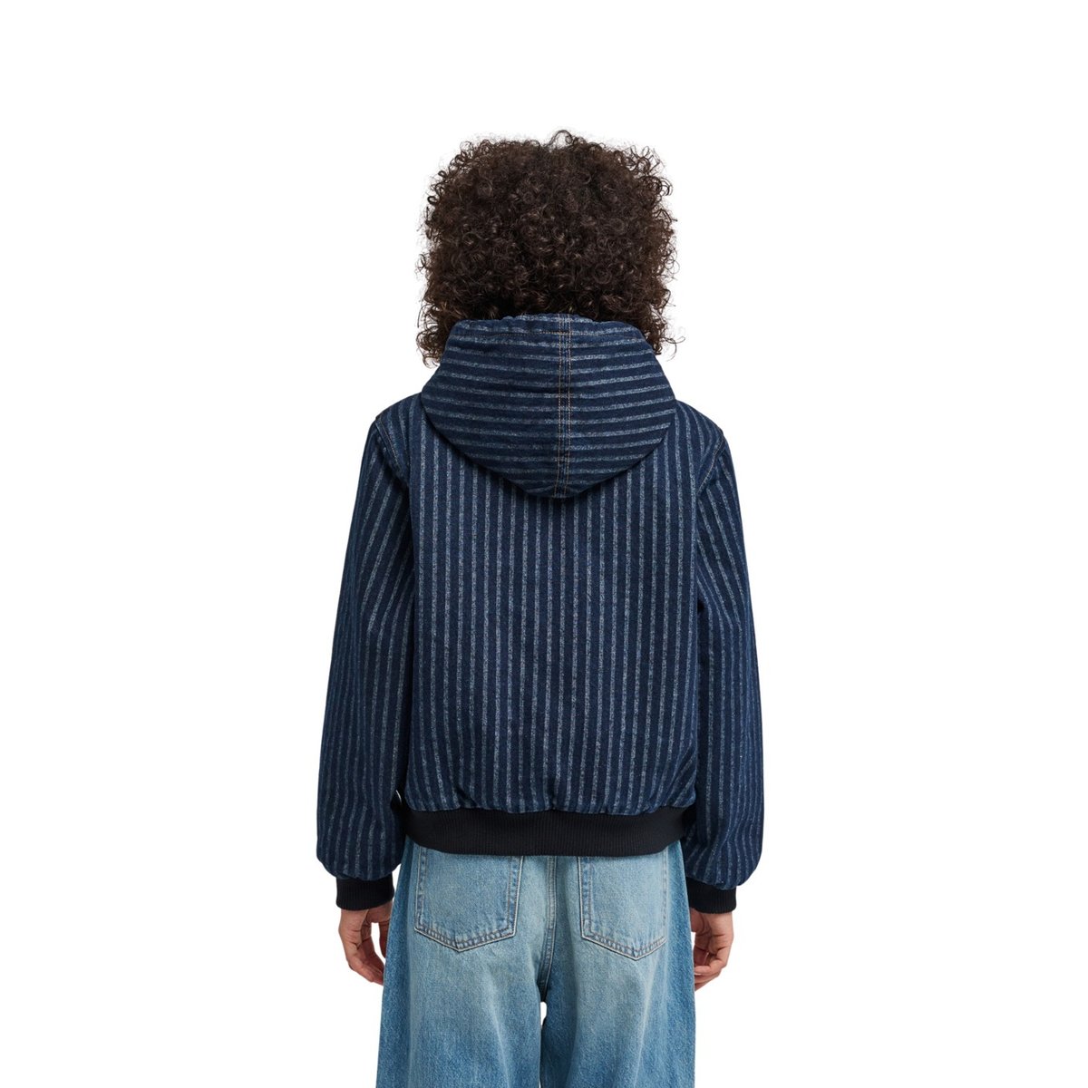 Veste en jean HOODED BOMBER JACKET bleu herringbone denim, ELEMENT