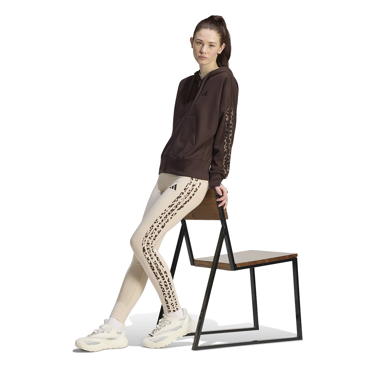Essentials Leopard Print Long Sleeve Zip-Up Hoodie leopard print, ADIDAS SPORTSWEAR