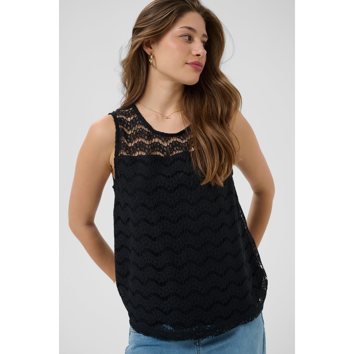 Blouse sans manches noir pitch black, CREAM