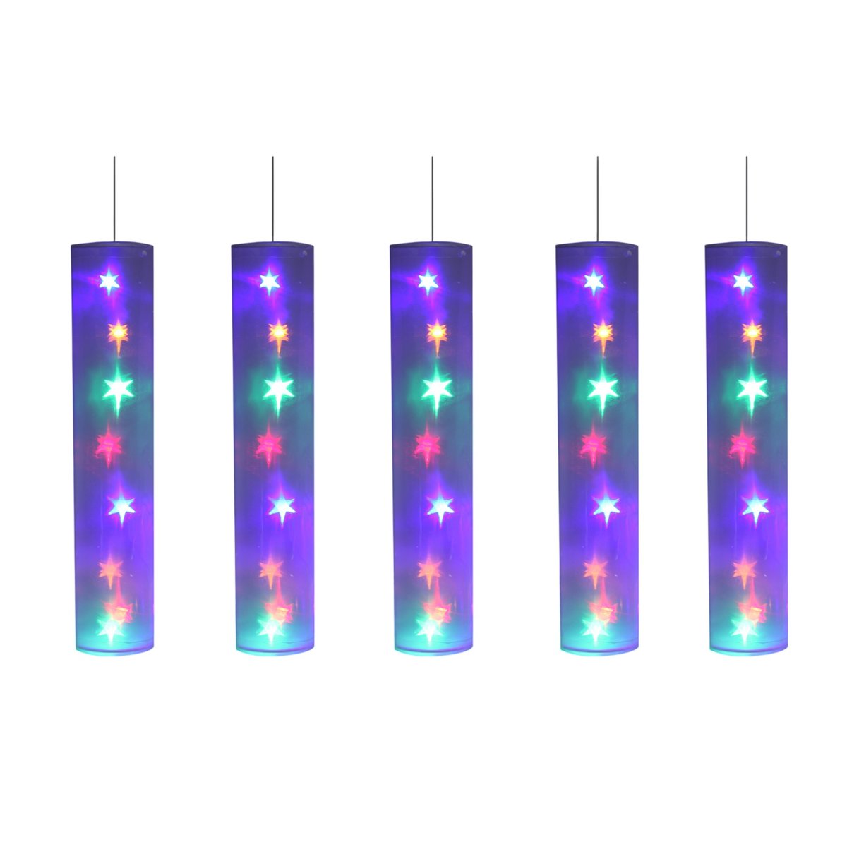 5 Tubes Lumineux avec Étoiles LED Multicolores 40 LED multicol, EDEN