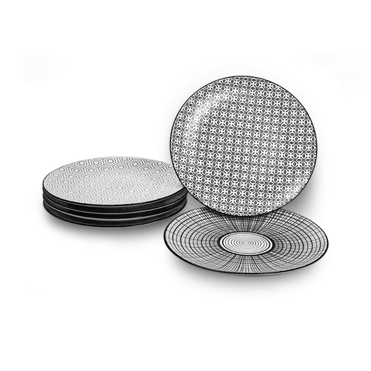 Lot de 6 assiettes à dessert, KOMAE noir, ARTIME