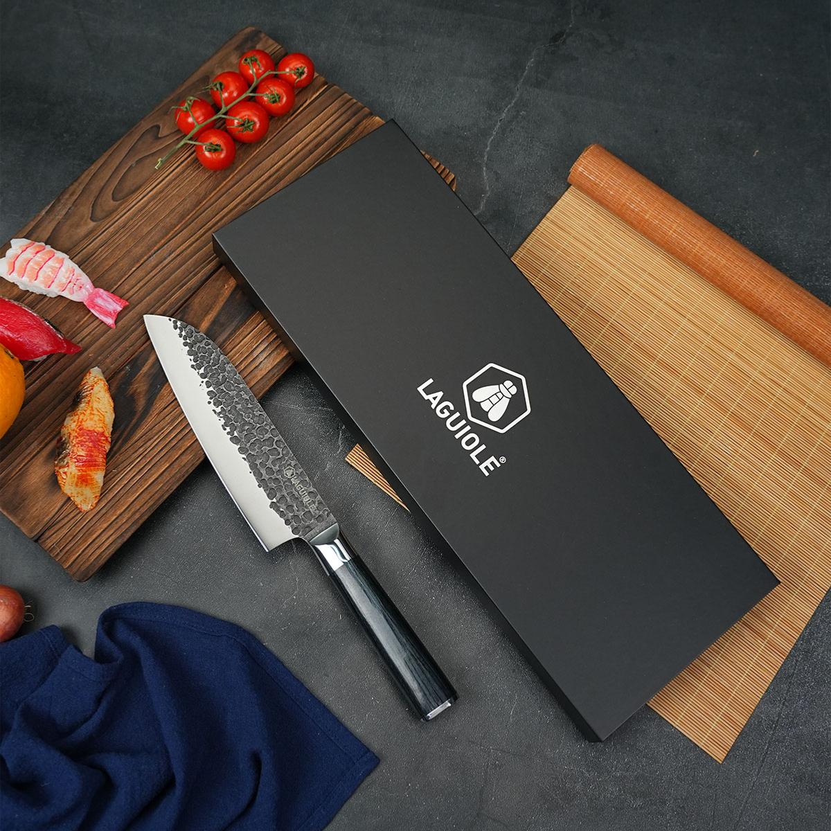 Couteau santoku noir 32cm avec étui - "Sen" couleur unique, LAGUIOLE CUISSON