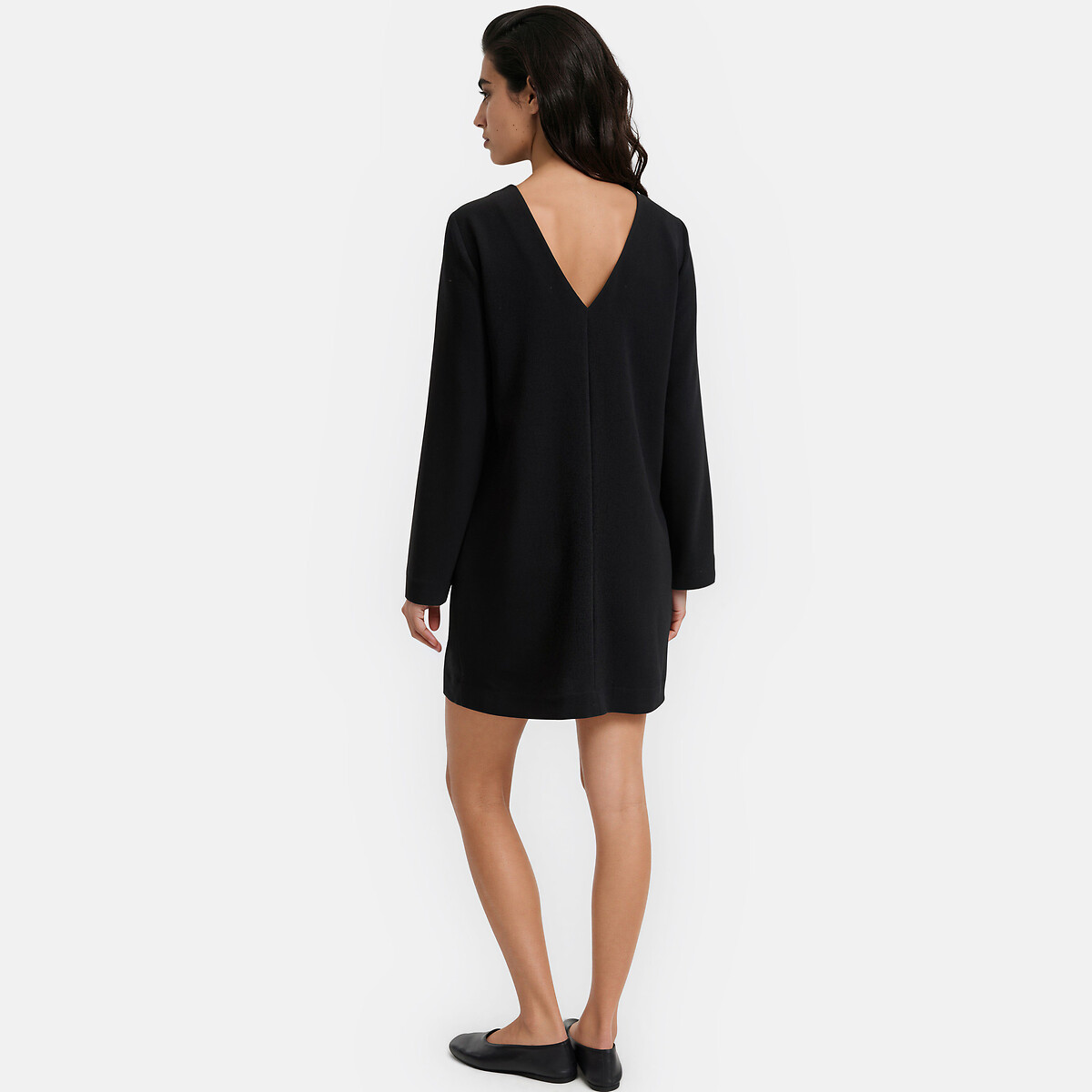 Robe courte et droite manches longues noir, LA REDOUTE COLLECTIONS