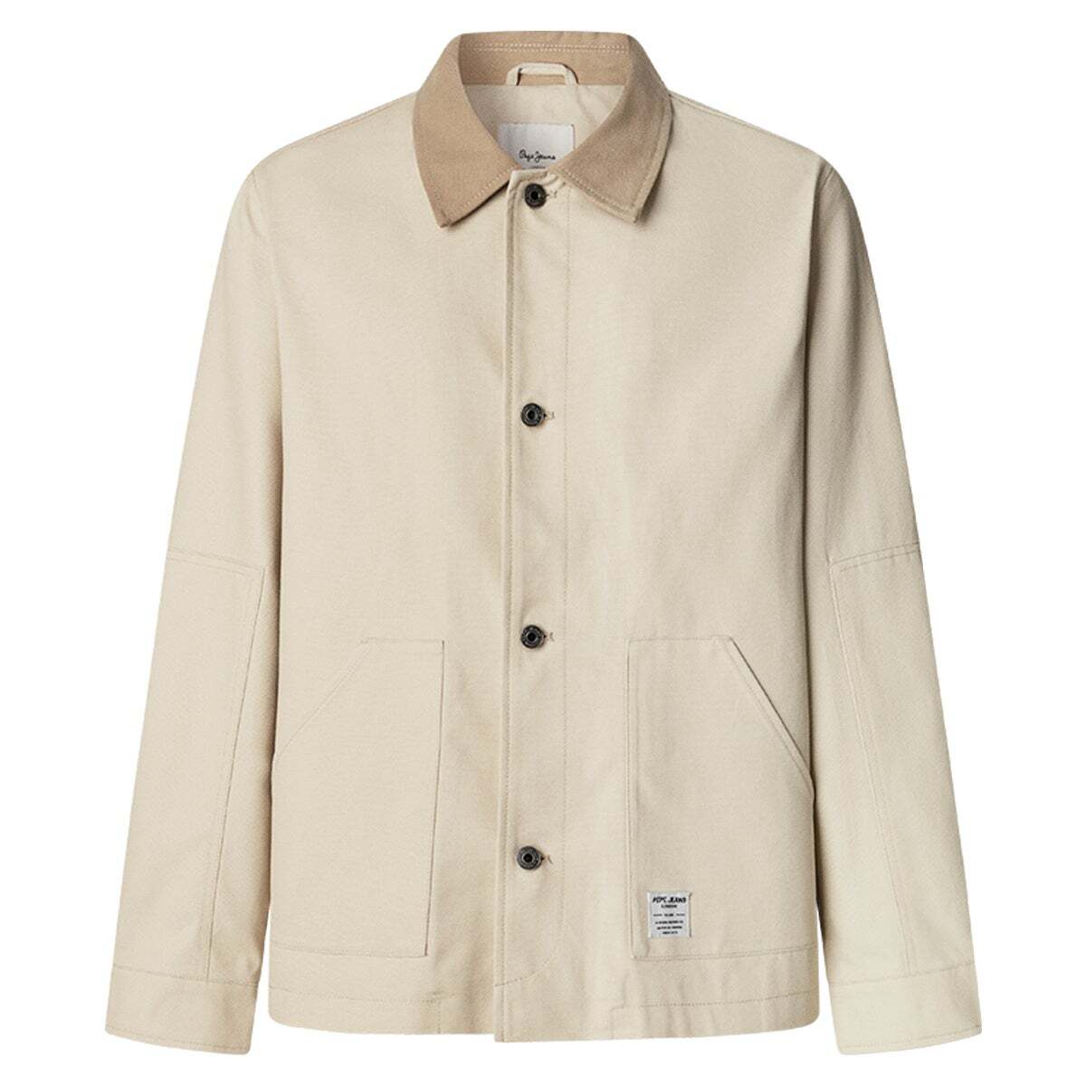 Veste En Toile Avec Col Chemise beige pied, PEPE JEANS