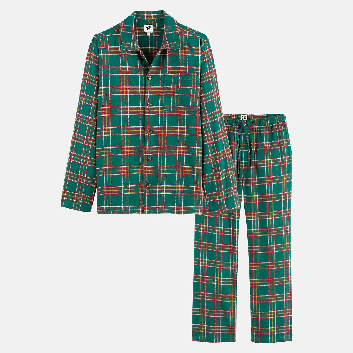 Pyjama flanelle pur coton carreaux vert, LA REDOUTE COLLECTIONS