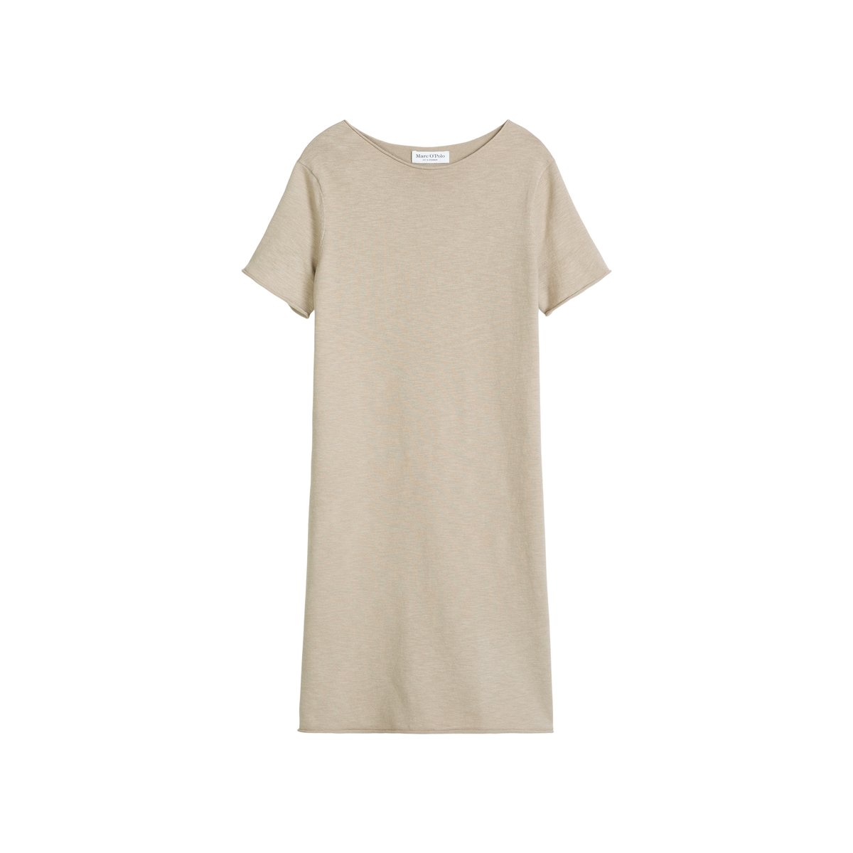 Robe en maille fine loose en mélange coton organique-lin marron, MARC O'POLO