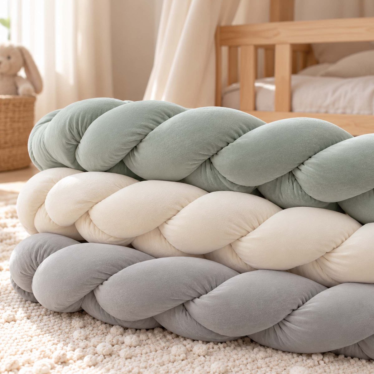 Tresse de lit universelle, tour de lit JEANNE vert menthe, SEVIRA KIDS