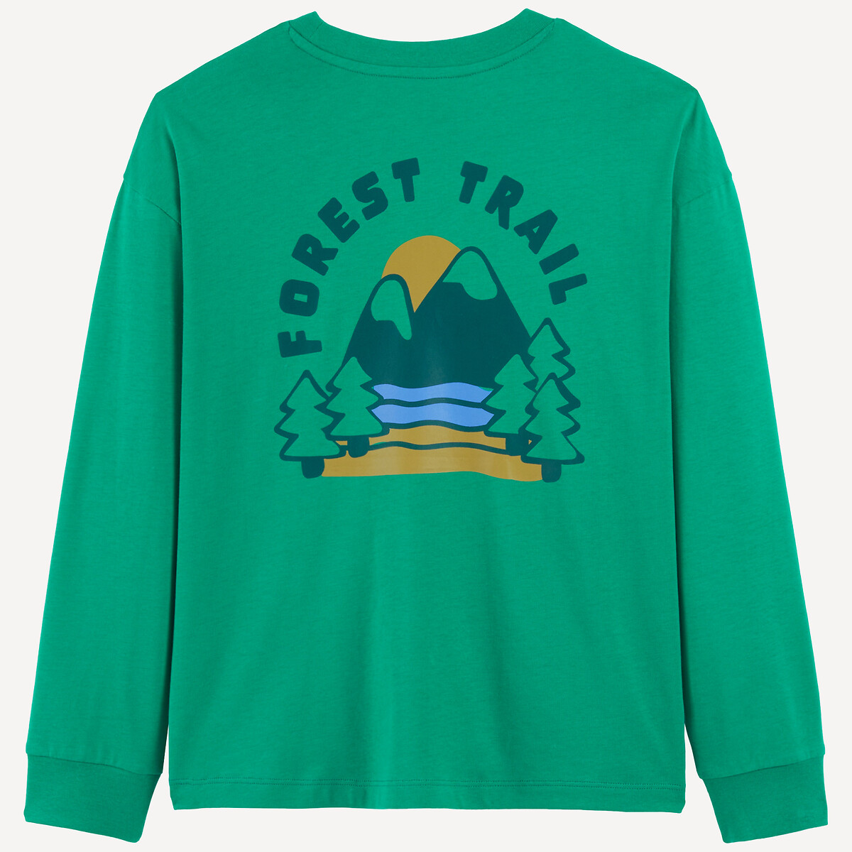 T-Shirt mit Rundhalsausschnitt, langen Ärmeln, Walddruck grün, LA REDOUTE COLLECTIONS