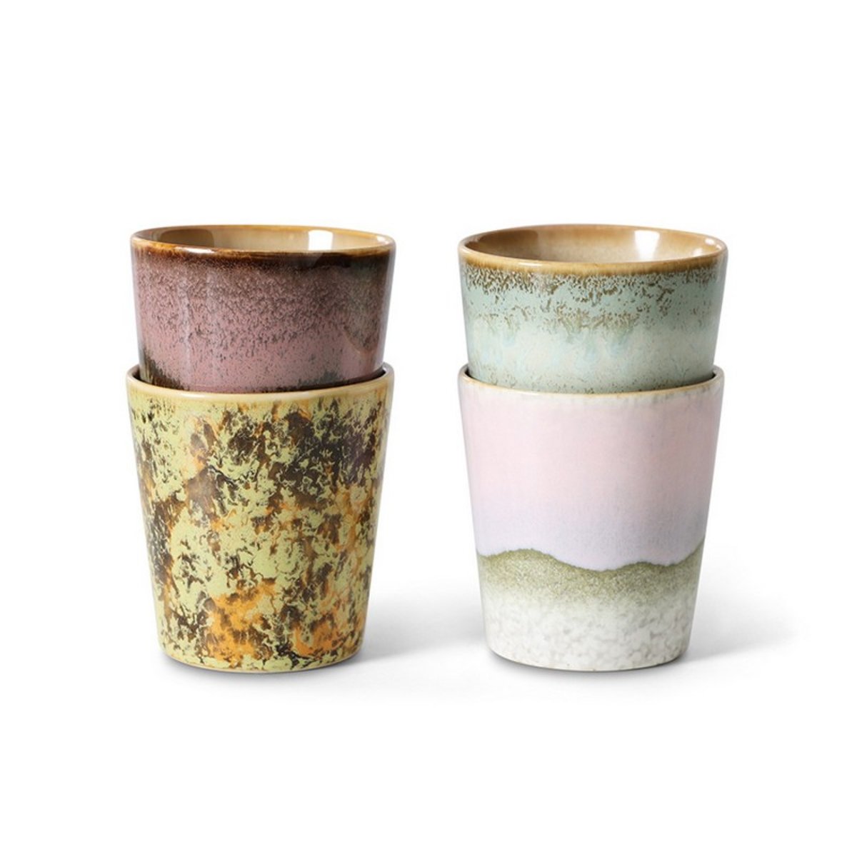 Tasse à café grès dépareillés Serendipity set de 4 multicolore, HKLIVING