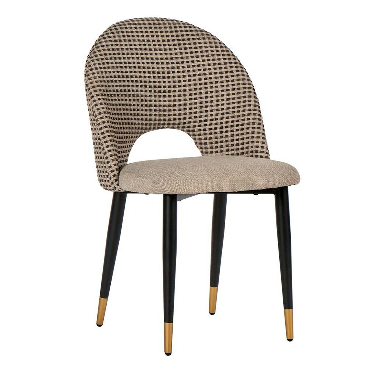 Chaise salle à manger tissu quadrillé taupe (lot de 2) MALMOE taupe, PIER IMPORT
