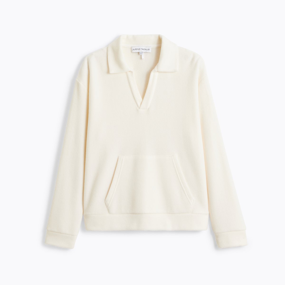 Sweat col polo en polaire RÉCONFORT lait, LAURENCE TAVERNIER