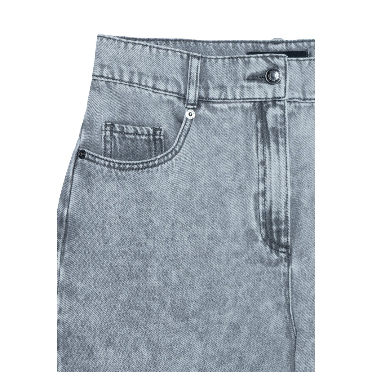 Jean large taille haute bas frangés EDIE gris, IKKS