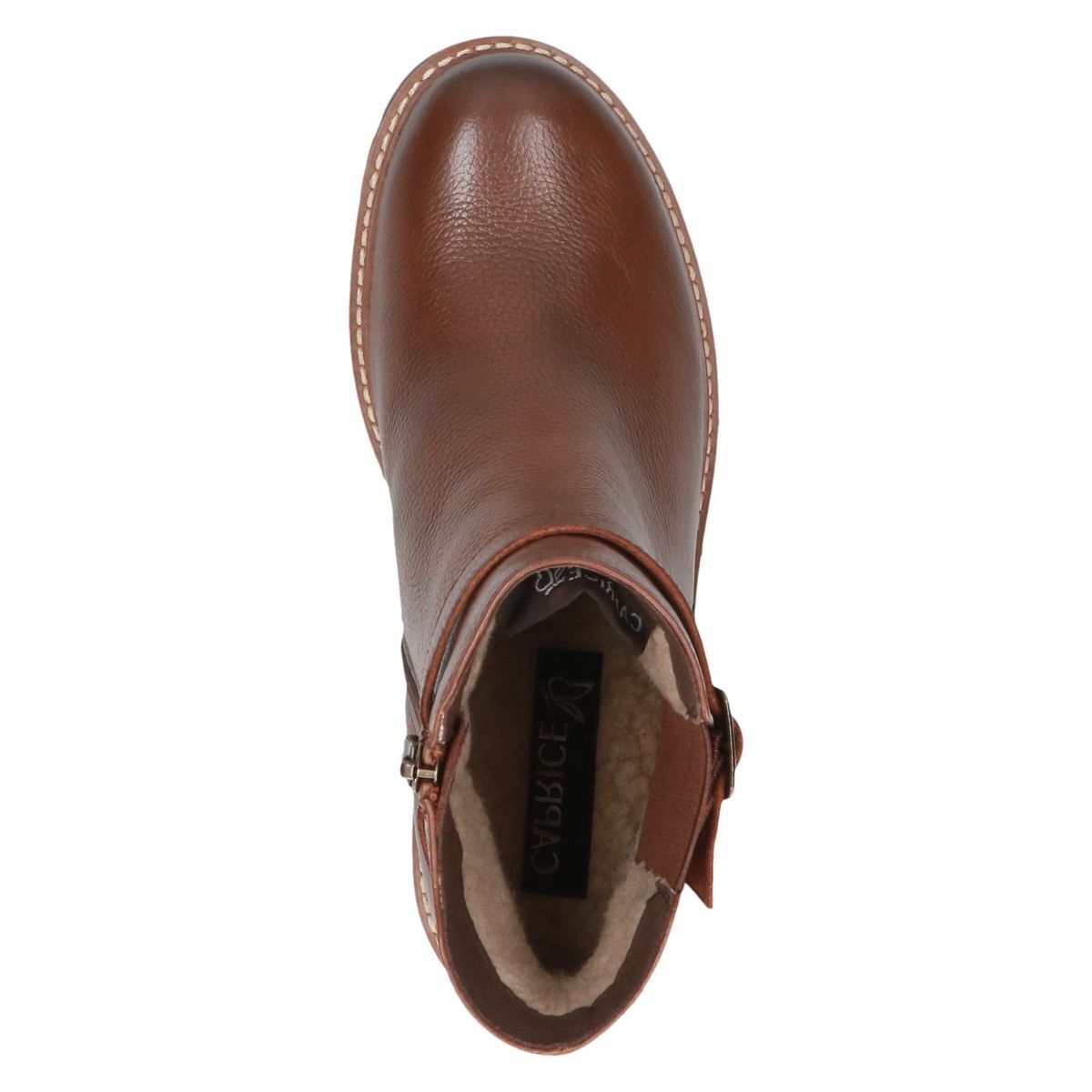 Bottine en cuir marron mocca combiné, CAPRICE