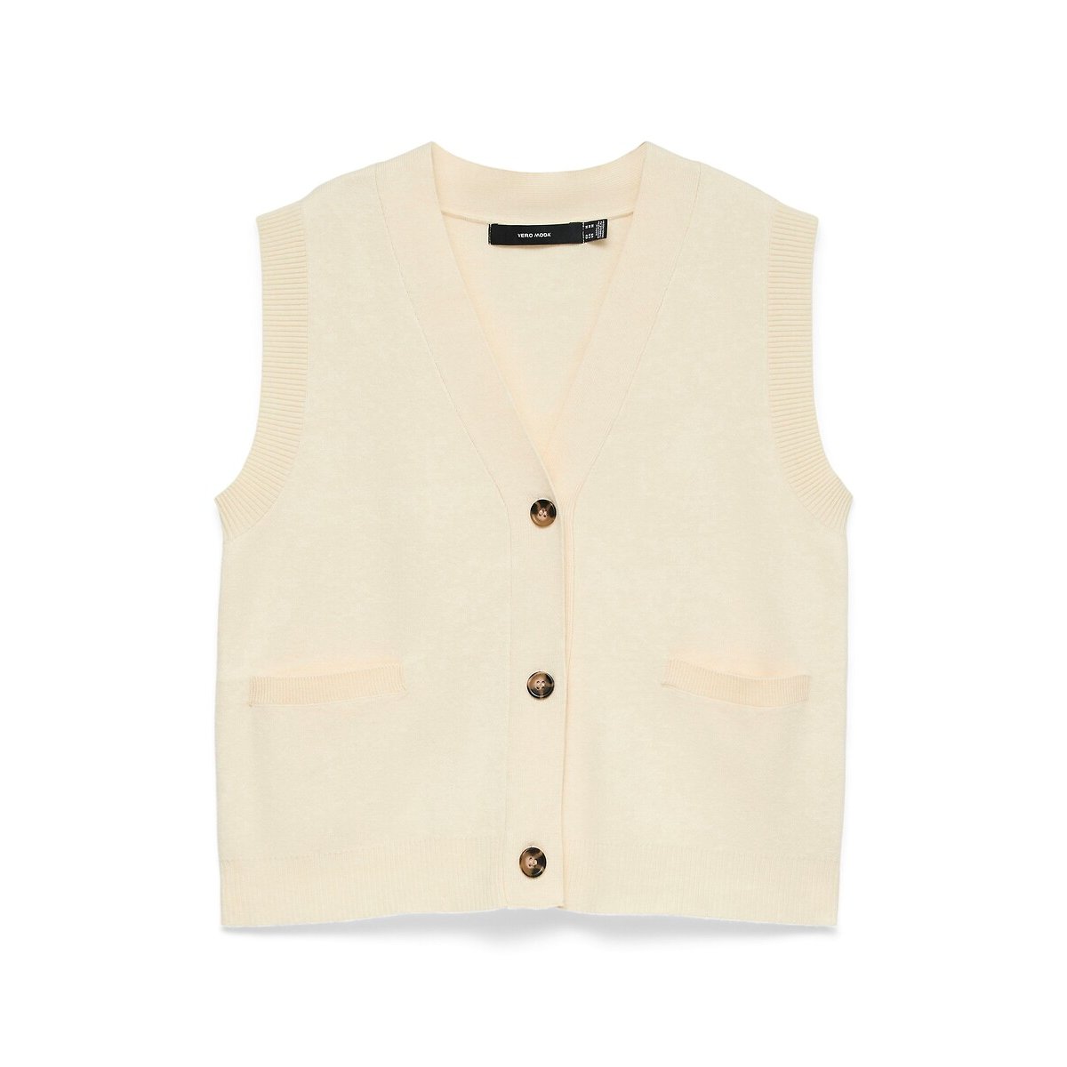 Gilet sans manches col V ecru, VERO MODA