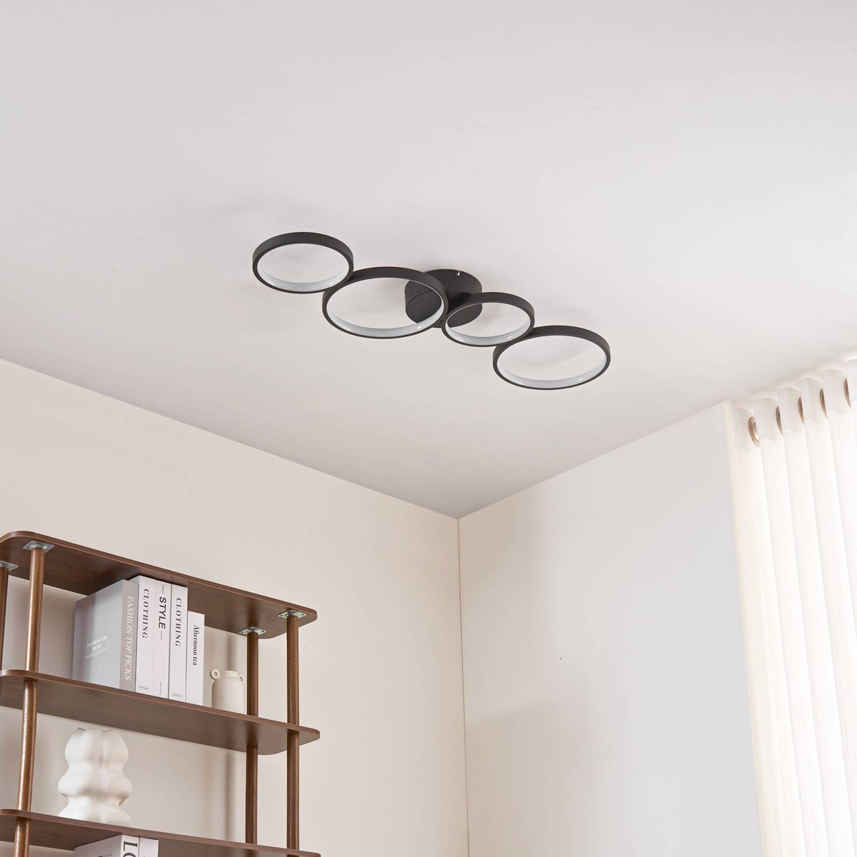 Plafonnier en aluminium moderneLED noir brossé, LINDBY